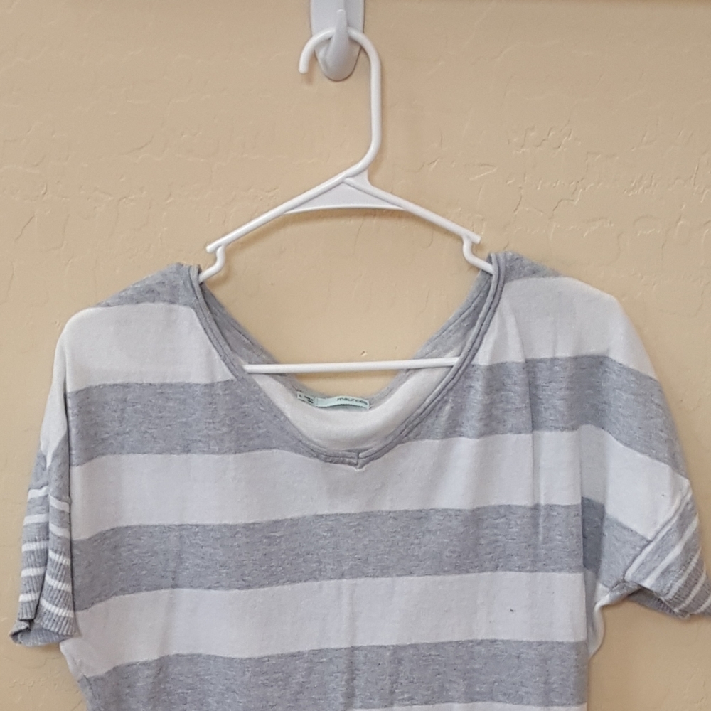 MAURICES Gray Stripe Over the shoulder Blouse - Picture 7 of 7